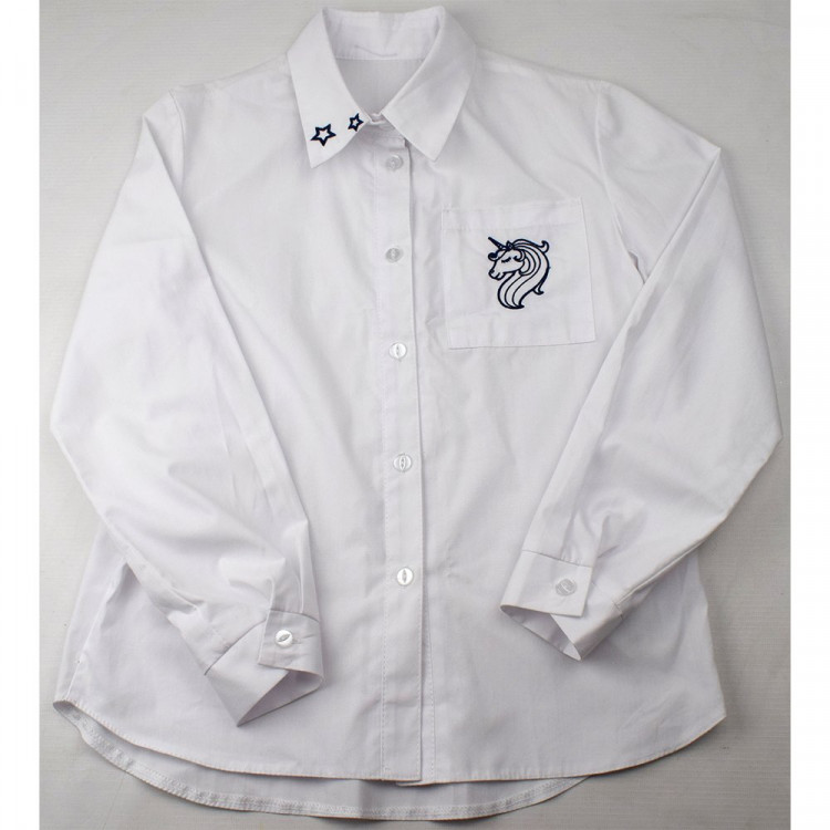 Блузка для девочки (Топтышка) длинный рукав цвет белый арт.5152 размерный ряд 34/134-40/152