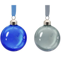 Шар стекло без упаковки /1шт/ 08см цв.синий/серый асс. арт.90722