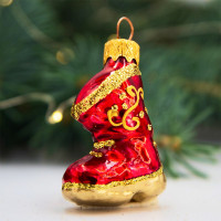 Фигурка на ёлку стекло 09см "Сапожок" красный п/у арт.ФУ-194/1