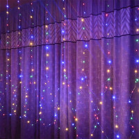 Гирлянда эл.д/дома занавес Дождь/Брилиант 3*3м 300LED (св.провод) цв.мульти 8реж. д/у арт.725-0582