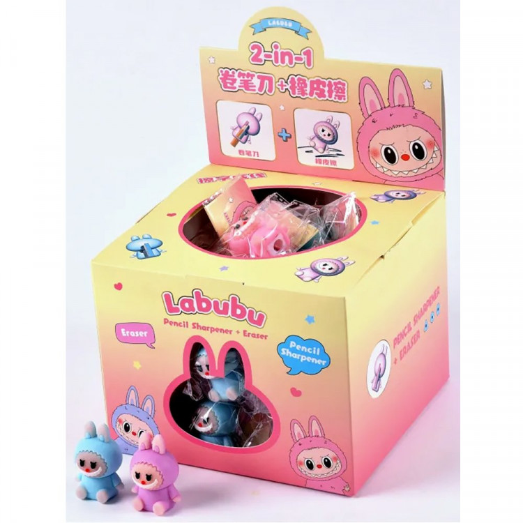 Точилка пластиковая (Mazari) Зубастик 1 отверстие с ластиком ассорти арт.LB1310