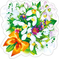 Украшение на скотче "Букет подснежников с бантиком" 15*15см арт.080.943