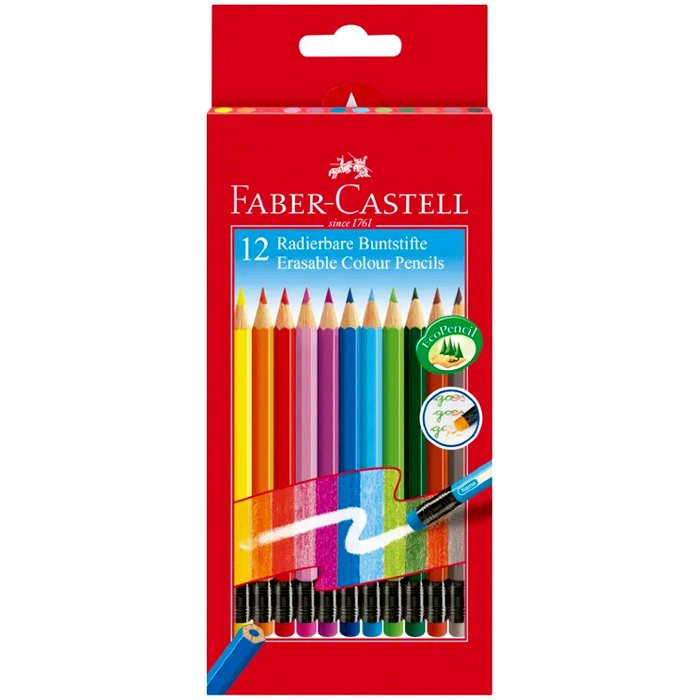 Карандаши цветные (Faber-Castell) 12цветов стираемые арт.116612