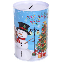 Банка-копилка жестяная "Сказочный снеговик" 10*15см арт.205-657