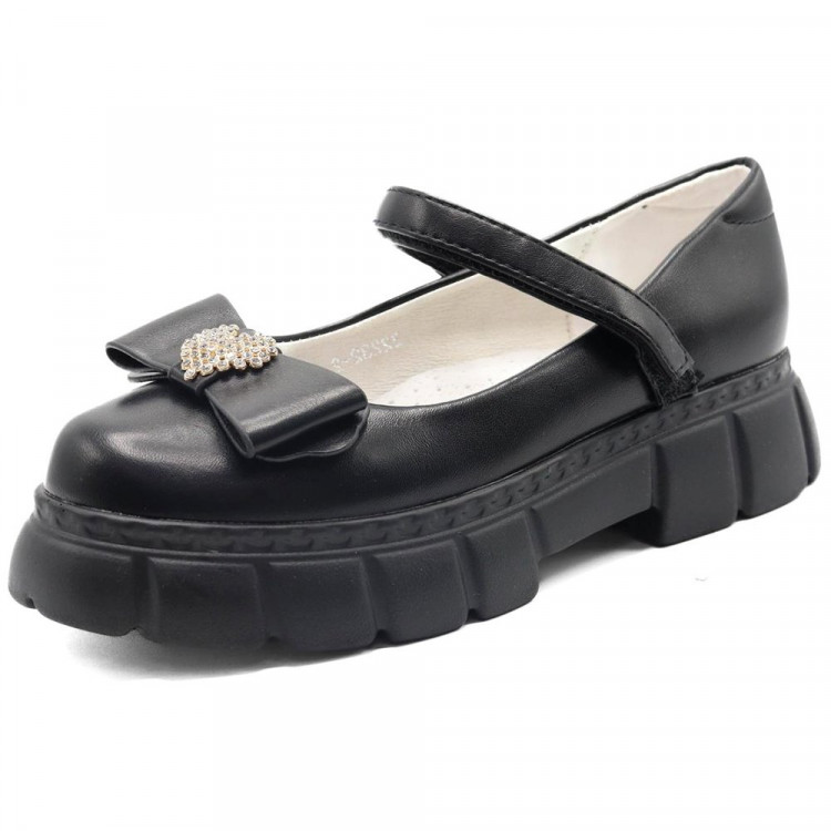 Туфли для девочки (KNT) черные верх-искусственная кожа подкладка- искусственная кожа артикул sdf-22232-2