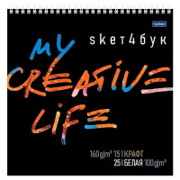 Блокнот-скетчбук А4 на гребне 40листов (Hatber) Premium Creative 15 листов крафт 160 г/м² 25 листов белый 100 г/м² арт.40Б4Aгр_28315