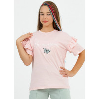 Футболка для девочки артикул DMB 2922 размерный ряд 34/134-44/164 цвет пудра