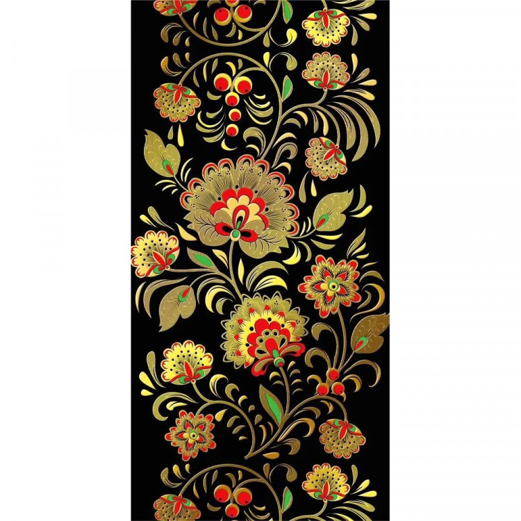 Открытка-конверт Без надписи "Цветы, роспись" фольга арт.70000222