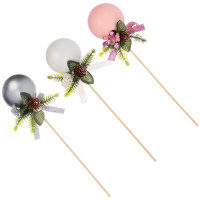 Украшение декоративное "Ветка. Шар с еловым декором" 25см асс. арт.374-454