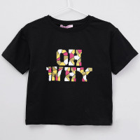 Футболка для девочки арт.First kids 30971 размер 34/134-40/152 цвет черный