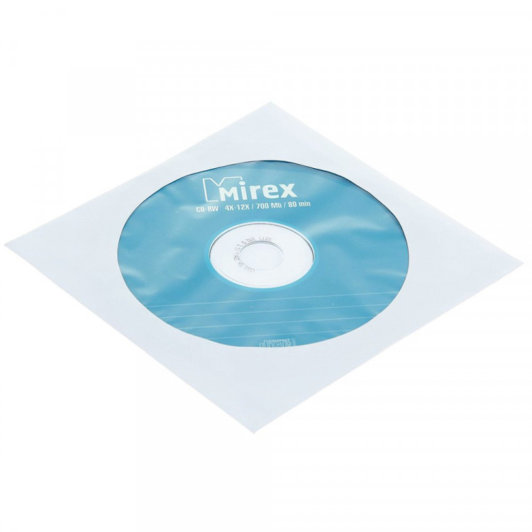 Диск CD-RW Mirex 700 Mb, 12х, Бум.конверт, ШТУКА