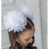 Бант для волос белый Георгин (Ст.12)