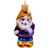 Украшение декоративное стекло 10см "Гном" фиолетовый арт.Ф42/1