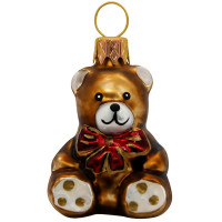 Украшение на ёлку стекло (серия Премиум) 05см "Медвежонок с бантиком" п/у арт.ФУП-1847/19