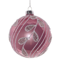 Шар стекло без упаковки /1шт/ 08см "Серебряная сеточка" цв.розовый арт.721305