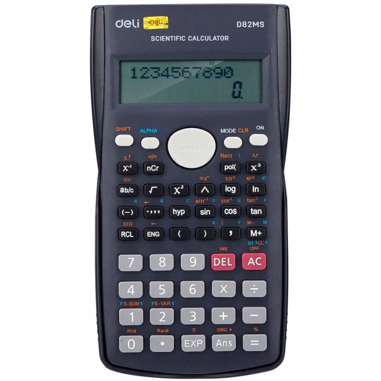 Калькулятор настольный 12 разрядный Deli 158*85*22мм (ED82MS) темно-синий, двойно питание