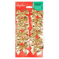 Украшение декоративное "Бант" 12шт/наб. цв.золотой 5*5см арт.93278