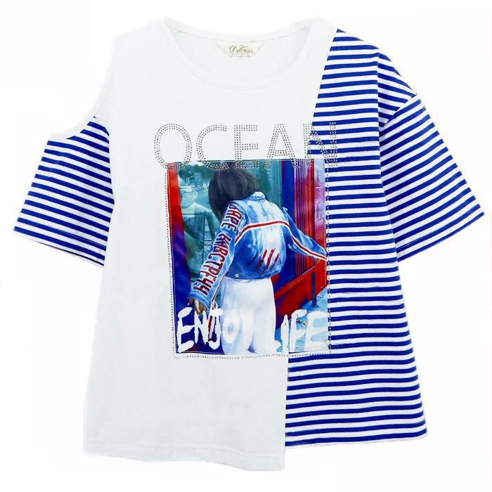 яяяФутболка для девочки арт. Делорас 20573 размер 42/158 цвет синий