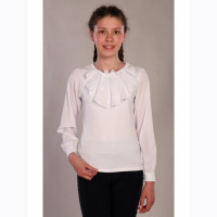 Джемпер для девочки трикотажный (Ликру) длинный рукав цвет белый арт.0011 МИЛЕНУШКА размерный ряд 36/146-42/164