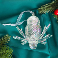 Украшение декор.подвеска пластик (Серия ледяная) "Сова" 10см арт.3576032