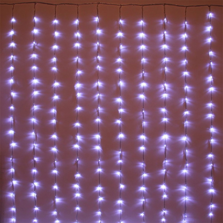 Гирлянда эл.д/дома занавес Дождь 1,5*2м 240LED "Водопад" цв.белый (с.провод) 8реж. арт.725-0600