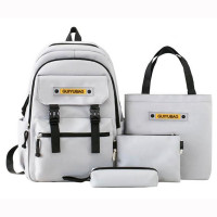 Рюкзак для девочек (SUGE)+сумка+косметичка+пенал серый 45х31х14см арт.CC444_SG5515-2