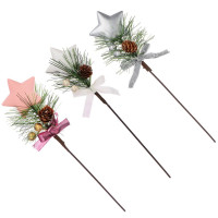 Украшение декоративное "Веточка. Хвоя, ягоды, шишка, звезда" 12см  асс. арт.374-450