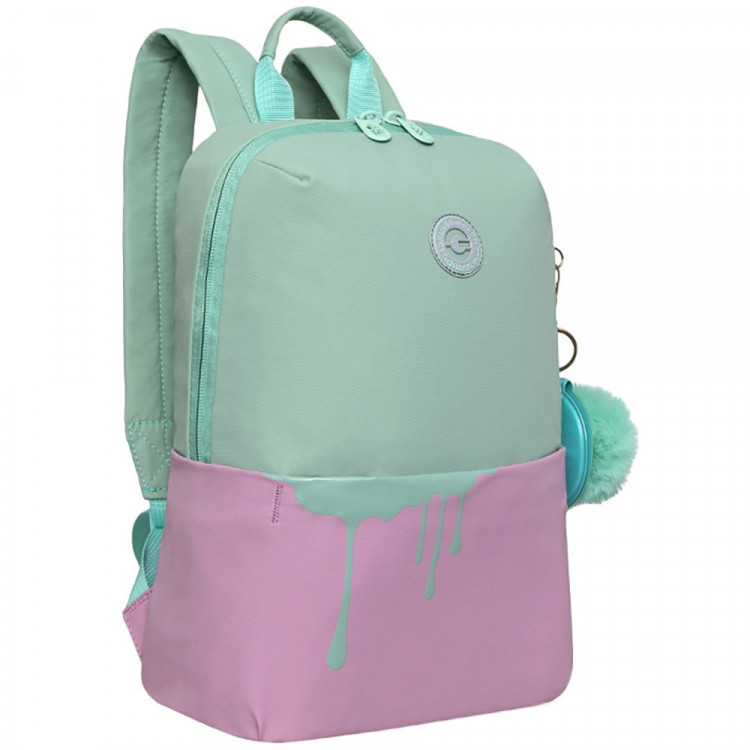 Рюкзак для девочек (Grizzly) арт.RXL-320-2/2 мятный - розовый + брелок 24х34х12 см