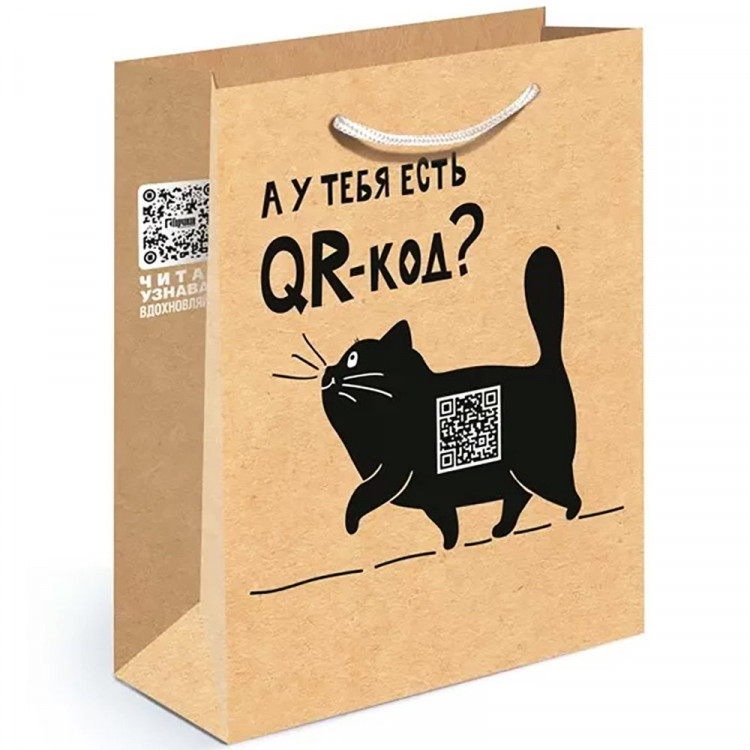 Пакет подароч. крафт. 23*18см "QR кот" арт.15.11.01237