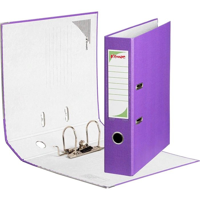 Папка-регистратор 80мм ПВХ фиолетовая металлический уголок, собранная
