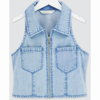 Топ джинсовый для девочки арт.Deloras 22208 размерный ряд 34/134- 44/164 цвет светло-синий