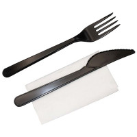 Набор столовых приборов 3 (вилка 180 черн., нож 180 черн, салфетка 24х24)