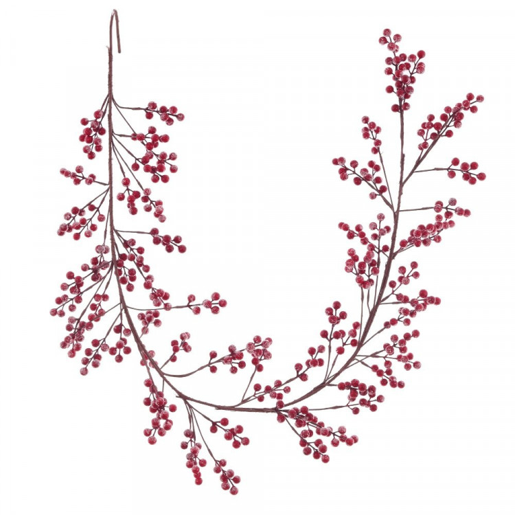 Украшение декоративное "Ветка. гирлянда из красных ягод" 173м арт.806276