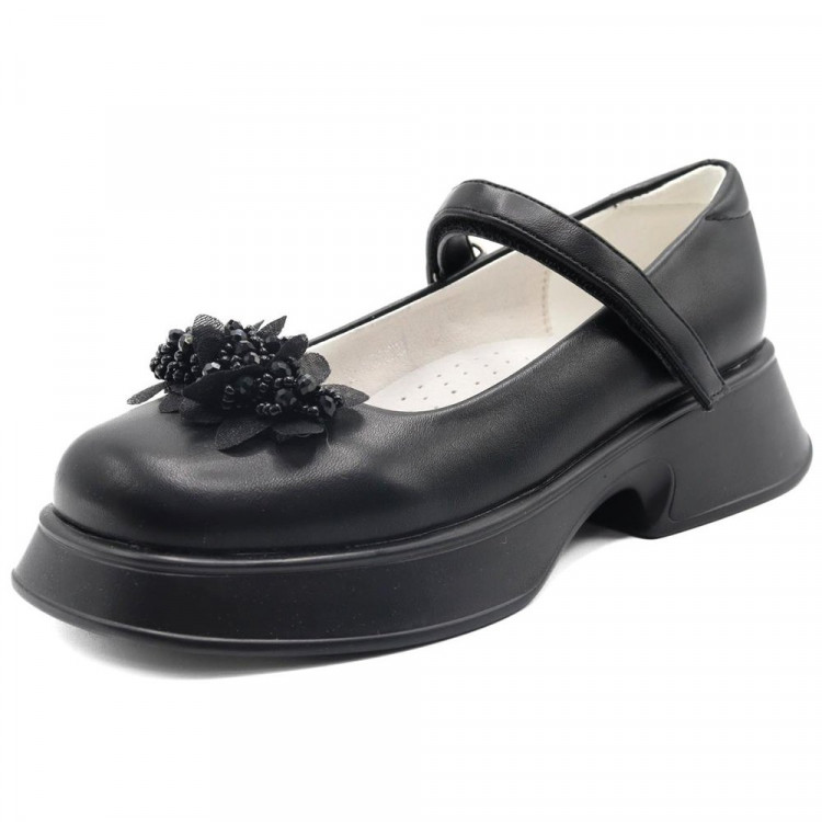 Туфли для девочки (KNT) черные верх-искусственная кожа подкладка- искусственная кожа артикул sdf-22251-2