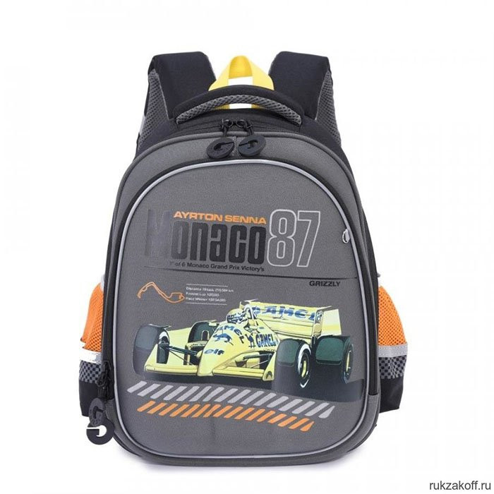 Ранец для мальчиков школьный (Grizzly) арт.RA-978-4 черный 28х36х20см