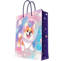 Пакет подароч. бумаж. 17,8*22,9см "Корги_космонавт" арт.96392
