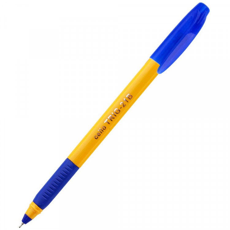 Ручка шариковая непрозрачный корпус, резиновый упор Cello Тri-Grip синяя/масло/игла, трехгранный 0,7мм арт.748 (Ст.12)
