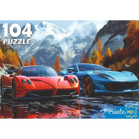Пазл 104 элемента Два авто на фоне гор (РК) арт.Ф104-4533