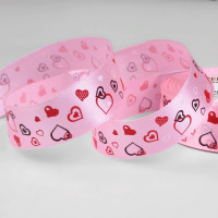 Лента подароч. атласная 25мм*25м "Сердца" цв.светло-розовый арт.1902868