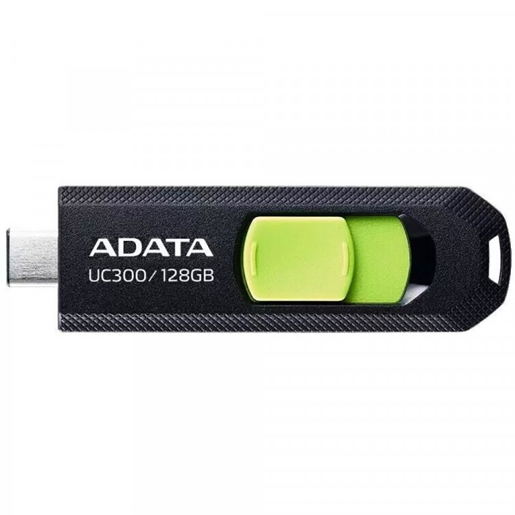 Флеш диск 128GB A-DATA UC300, USB 3.2/TypeC, черный/зеленый