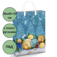 Пакет ПВД с пластиковыми ручками 30*40+10см НГ Краски зимы