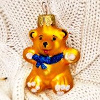 Украшение декоративное стекло 06см "Медвежонок с голубым бантом" п/у арт.ФУ-137/3