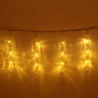 Гирлянда электрическая для дома фигурная 2,5м*20см 24LED "Сосулька" цвет теплый белый (светлый провод) 8режимов арт.765-041