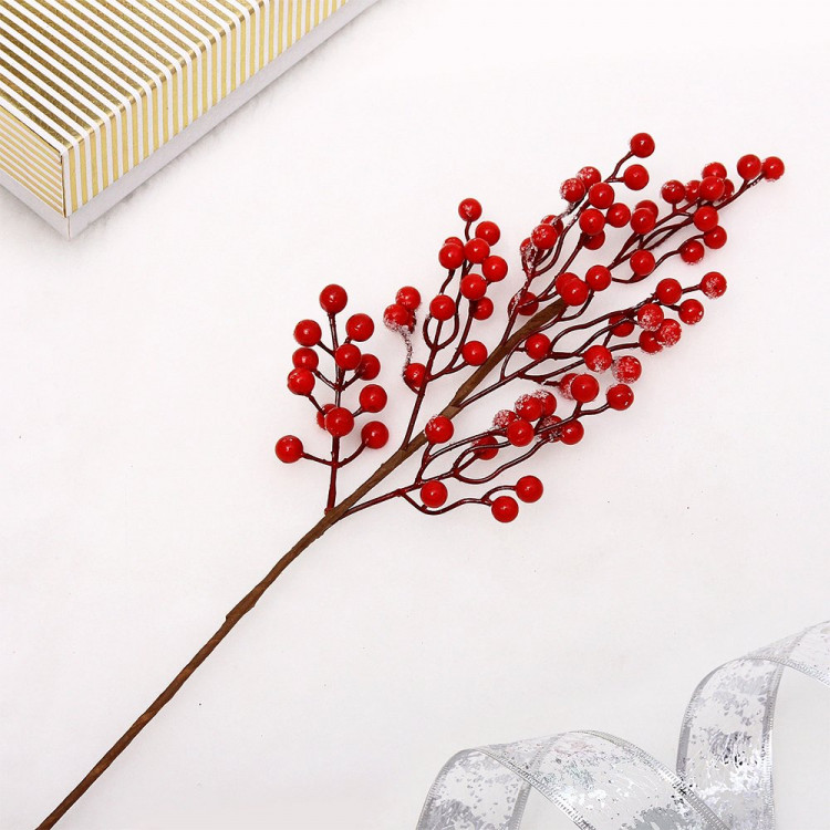 Украшение декоративное "Ветка. Ягоды красные" 65см арт.201-2713