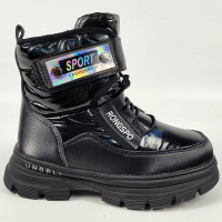 Дутики для девочки (Леопард) черный верх-искусственная кожа подкладка -искусственный мех артикул ld-3922-6-1