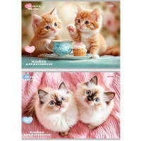 Альбом для рисования 24 листа скоба (Prof-Press) Пара милых котят-1 арт.24-7878