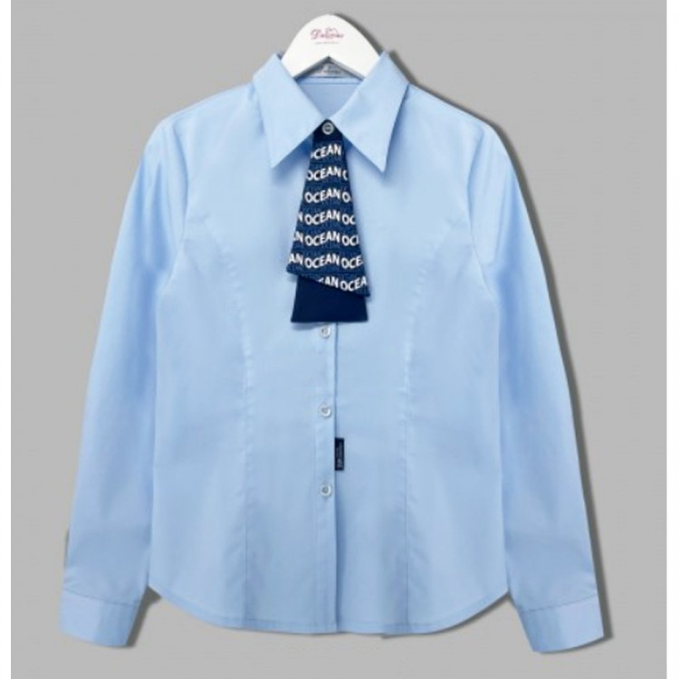 Блузка для девочки (Делорас) длинный рукав цвет голубой арт.C63049 размерный ряд 34/134-44/164