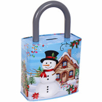 Банка-копилка жестяная "Сказочный снеговик" 16*9*26см арт.205-654