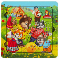 Пазл деревянный Колобок (Буратино) 10*10 см арт.KOLOB-01