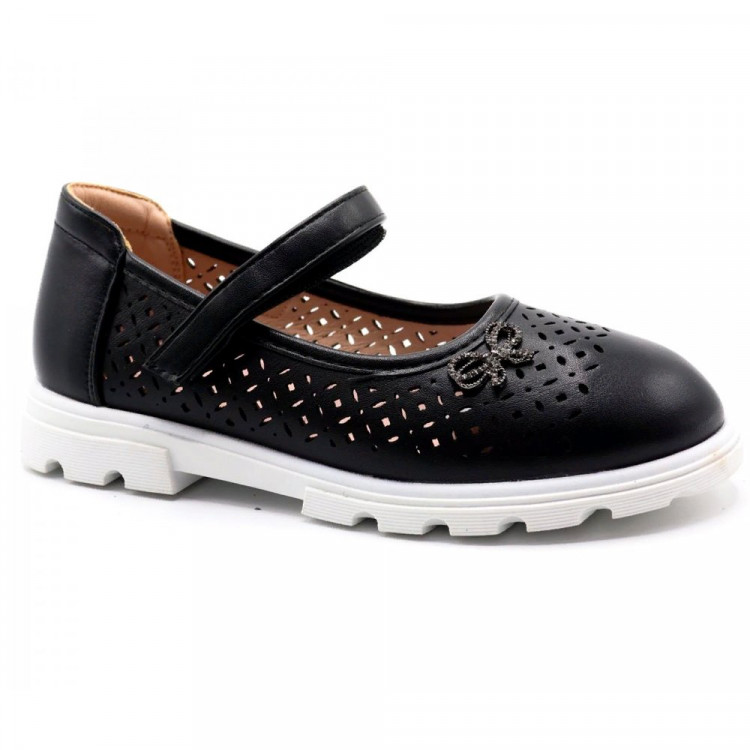 Туфли для девочки (TOM.MIKI) черные верх-искусственная кожа подкладка-натуральная кожа размерный ряд 29-34 арт.tom-B-10161-A